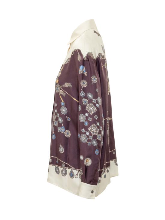 26FW 베르사체 블라우스 10256861A18682 5R880 BURGUNDY WHITE GOLD - VERSACE