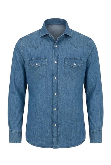 26FW 브루넬로 쿠치넬리 이지 핏 라이트웨이트 데님 셔츠 MH1924008C8333 Blue