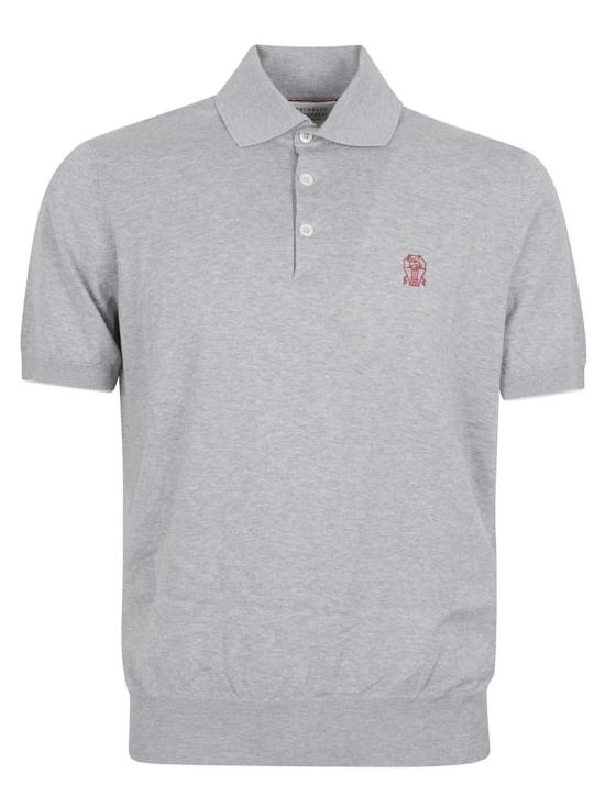  브루넬로 쿠치넬리 로고 경량 코튼 니트 폴로 셔츠 M29800195 CP157 White