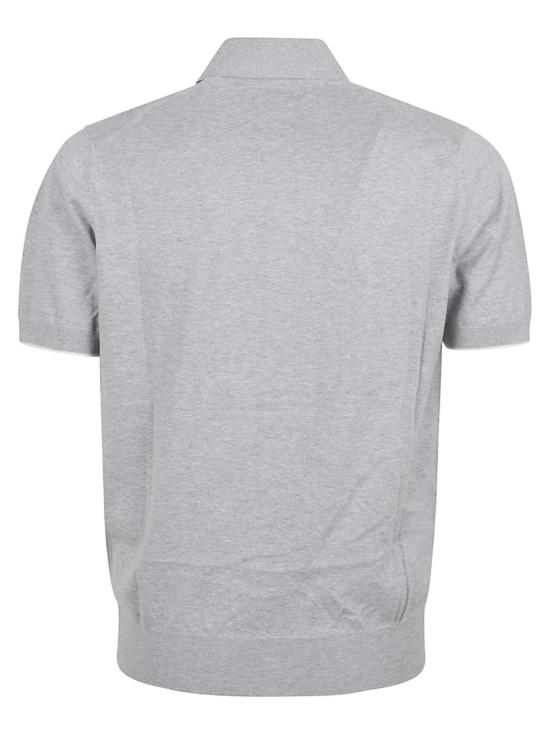  브루넬로 쿠치넬리 로고 경량 코튼 니트 폴로 셔츠 M29800195 CP157 White - BRUNELLO CUCINELLI