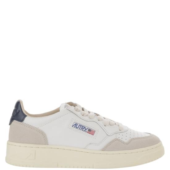 26FW 오트리 메달리스트 로우 스니커즈 AULMLS28LEATSUEDEWHTBLUE White