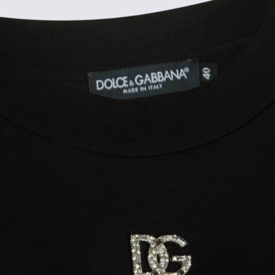 26FW 돌체앤가바나 크리스탈 DG 로고 코튼 티셔츠 F8N08ZG7B3UN0000 Black - DOLCE & GABBANA