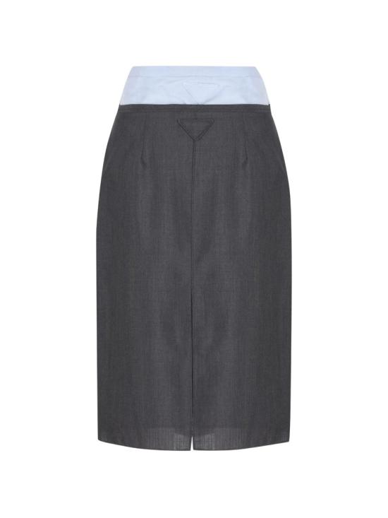 26FW 프라다 라이트 모헤어 샴브레이 스커트 라이트 모헤어 샴브레이 스커트 P169I 6106 Grey - PRADA