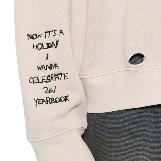  송포더뮤트 긴팔 티셔츠 Song For The Mute School Portrait Relaxed Sweatshirt Overdy Beige - SONG FOR THE MUTE
