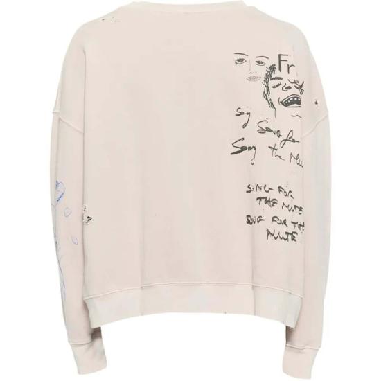  송포더뮤트 긴팔 티셔츠 Song For The Mute School Portrait Relaxed Sweatshirt Overdy Beige - SONG FOR THE MUTE