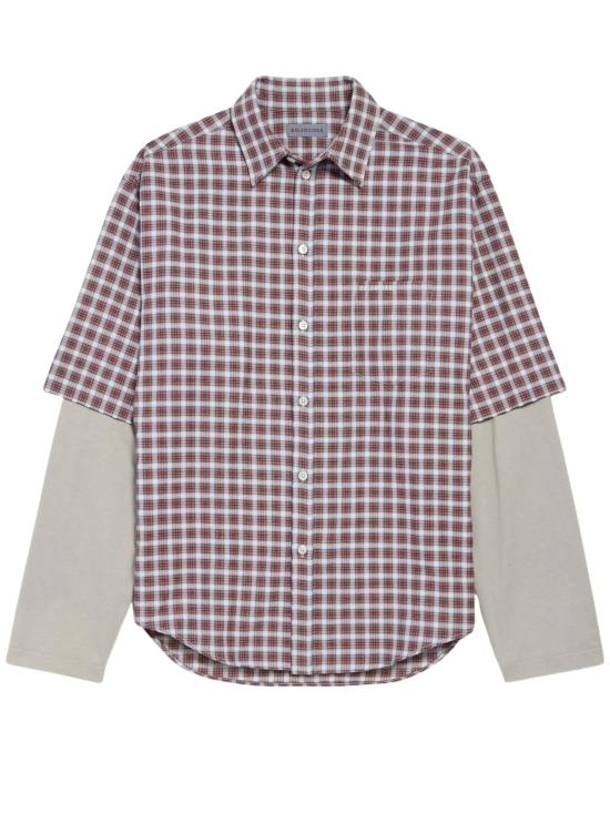 26SS 발렌시아가 긴팔 셔츠 866543 TUM176011 Red Navy Blue