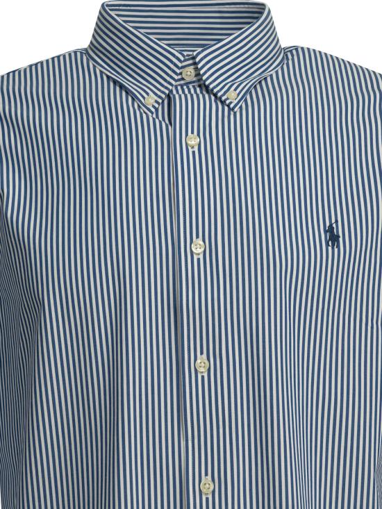26FW 폴로 랄프로렌 커스텀 핏 코튼 포플린 포니 로고 셔츠 710928255008BLUE WHITE BENGAL STRIP Light blue - POLO RALPH LAUREN