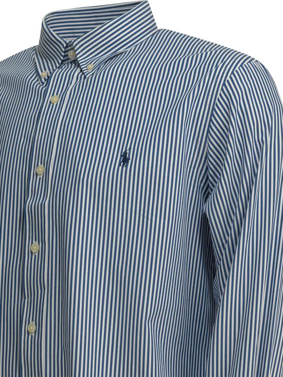 26FW 폴로 랄프로렌 커스텀 핏 코튼 포플린 포니 로고 셔츠 710928255008BLUE WHITE BENGAL STRIP Light blue - POLO RALPH LAUREN
