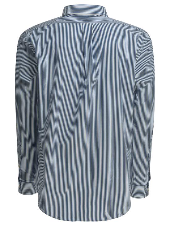 26FW 폴로 랄프로렌 커스텀 핏 코튼 포플린 포니 로고 셔츠 710928255008BLUE WHITE BENGAL STRIP Light blue - POLO RALPH LAUREN