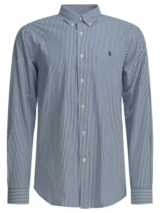 26FW 폴로 랄프로렌 커스텀 핏 코튼 포플린 포니 로고 셔츠 710928255008BLUE WHITE BENGAL STRIP Light blue