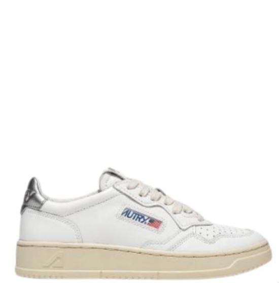 26FW 오트리 메달리스트 로우 레더 스니커즈 AULW LL05 White silver