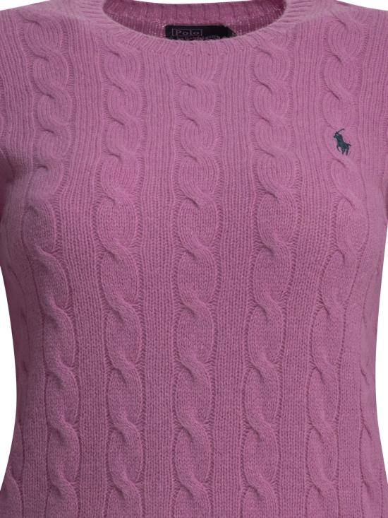 26FW 폴로 랄프로렌 폴로 자수 케이블 니트 스웨터 211971865506THISTLE PINK Fuchsia - POLO RALPH LAUREN
