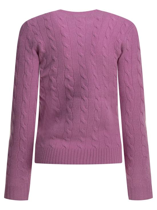 26FW 폴로 랄프로렌 폴로 자수 케이블 니트 스웨터 211971865506THISTLE PINK Fuchsia - POLO RALPH LAUREN