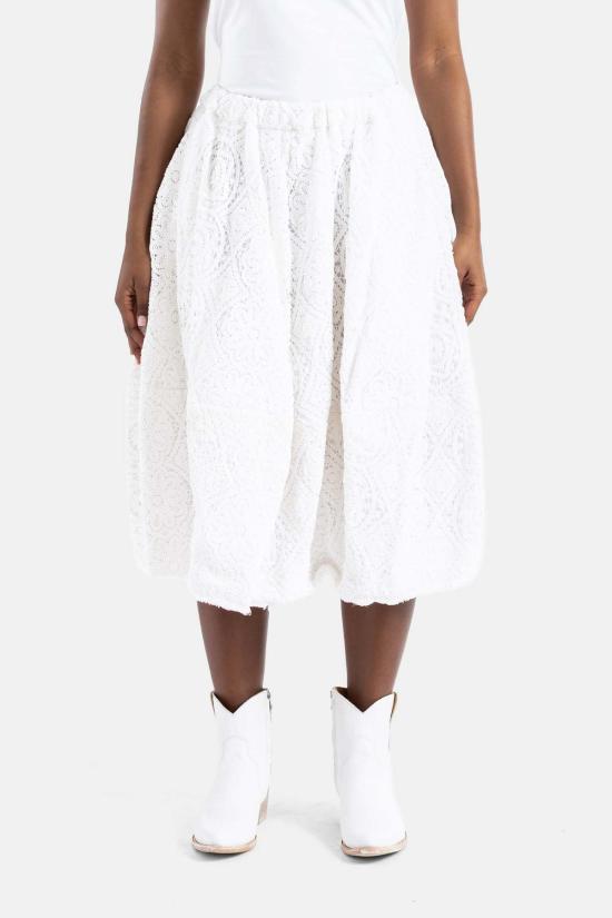  꼼데가르송 롱 스커트 Comme Des Garçons 플리츠 미디 스커트 화이트 - COMME DES GARCONS