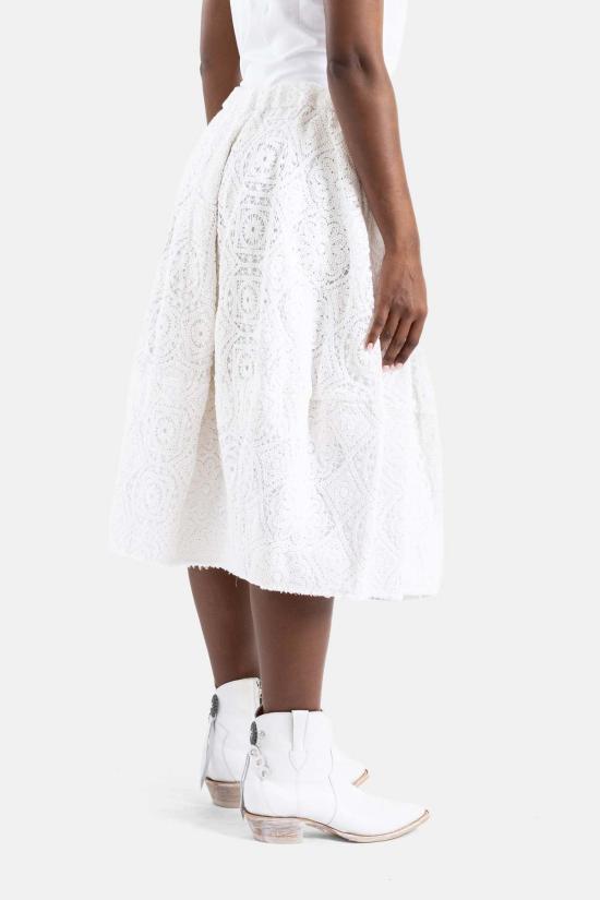  꼼데가르송 롱 스커트 Comme Des Garçons 플리츠 미디 스커트 화이트 - COMME DES GARCONS
