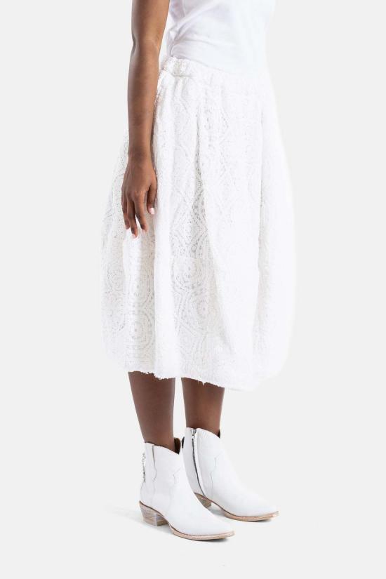  꼼데가르송 롱 스커트 Comme Des Garçons 플리츠 미디 스커트 화이트 - COMME DES GARCONS