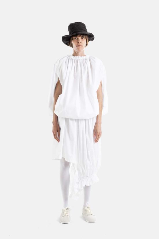  꼼데가르송 롱 스커트 비대칭 드레이프 볼륨  (러쉬 오브 장식 포함) - COMME DES GARCONS