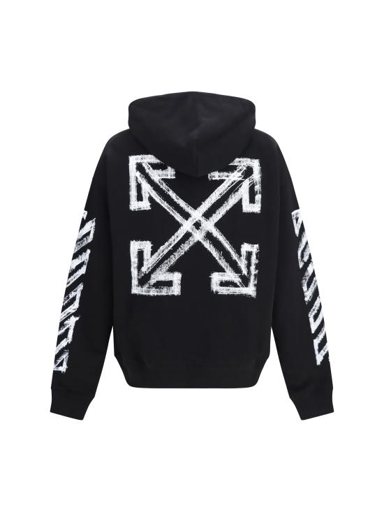 26FW 오프화이트 후드 티셔츠 OMBB085F26FLE00L00 001 BLACK - OFF WHITE