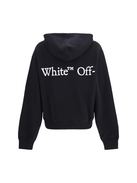 26FW 오프화이트 후드 티셔츠 OMBB12NF26FLE00900 001 BLACK - OFF WHITE