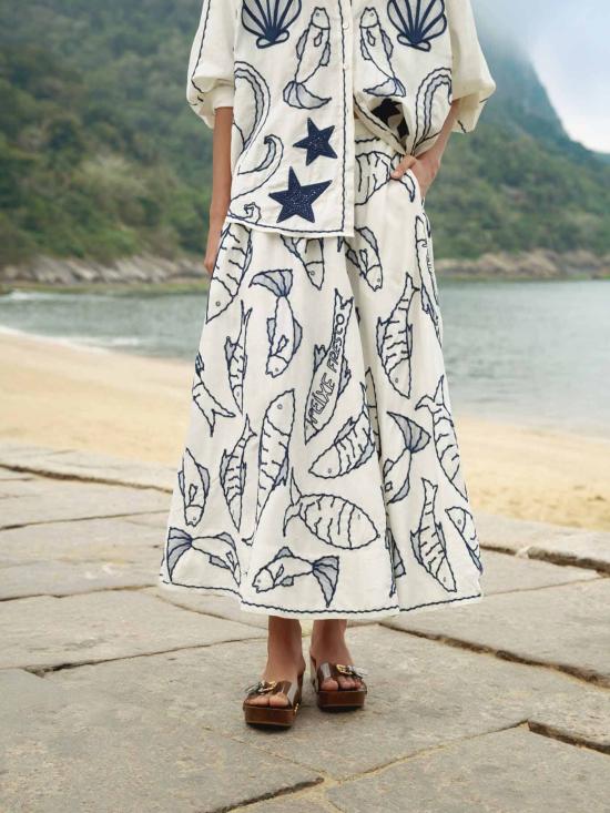 26FW 팜 리오 롱 스커트 356450 L0025 Bianco - FARM RIO