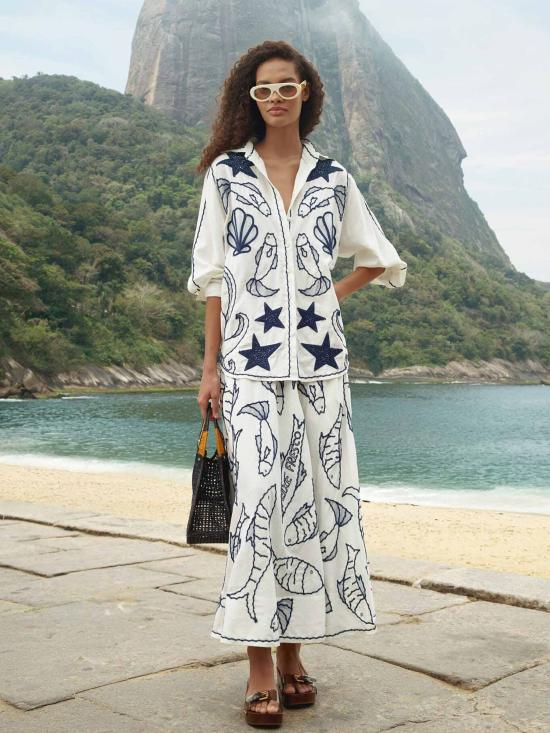 26FW 팜 리오 롱 스커트 356450 L0025 Bianco - FARM RIO