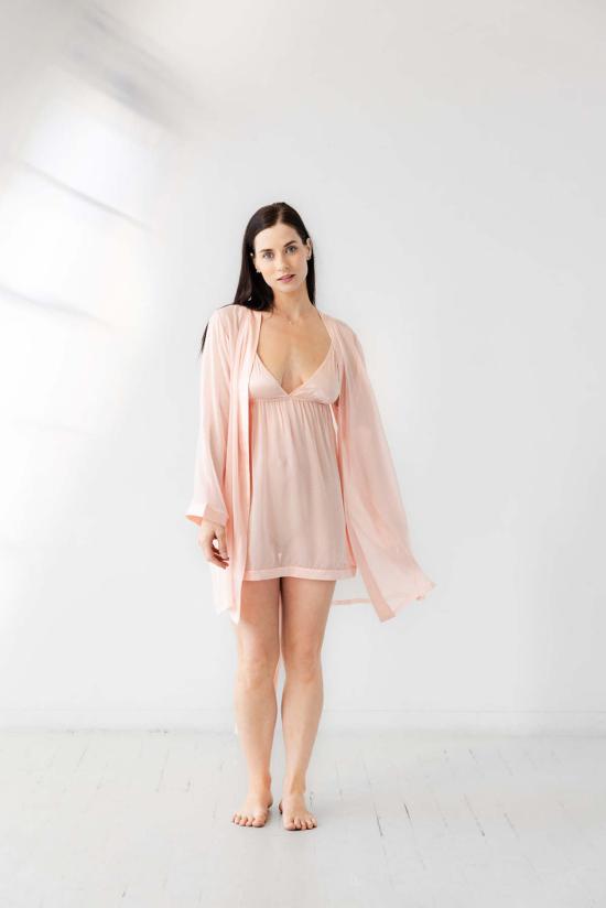  살루아 란제리 라운지 웨어 클래식 쉬폰 로브 로즈 - SALUA LINGERIE