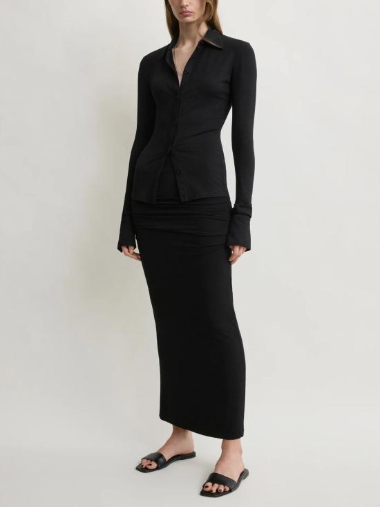 26FW 토템 미디 스커트 263WRB0416FB0676 001 BLACK - TOTEME