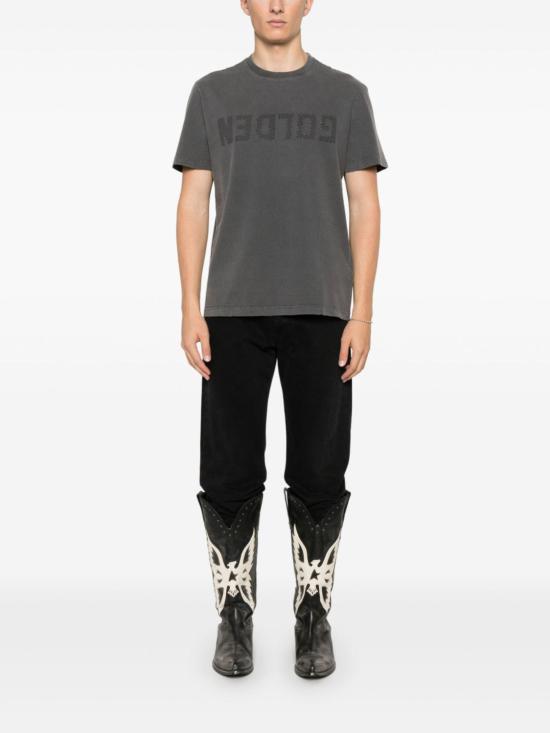 26FW 골든구스 골든 로고 프린트 반팔 티셔츠 GMP01220 P00067160318 GREY - GOLDEN GOOSE
