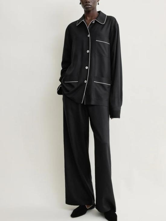 26FW 토템 싱글 브레스트 파자마 셔츠 263WRT0793FB0693 001 BLACK - TOTEME