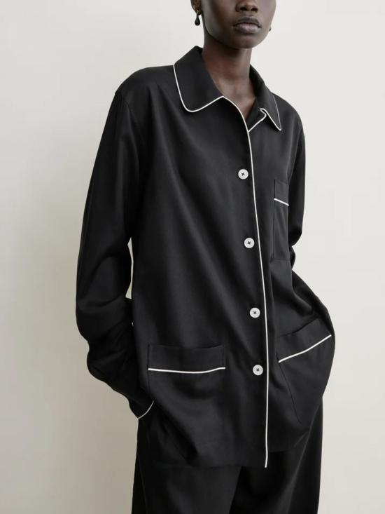 26FW 토템 싱글 브레스트 파자마 셔츠 263WRT0793FB0693 001 BLACK - TOTEME