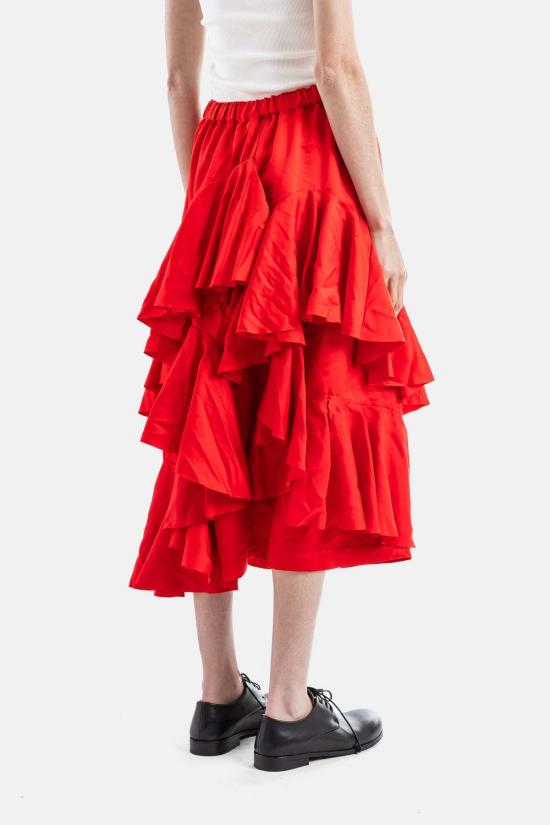  꼼데가르송 롱 스커트 Comme Des Garçons 레드 플리츠 미디 스커트 - COMME DES GARCONS