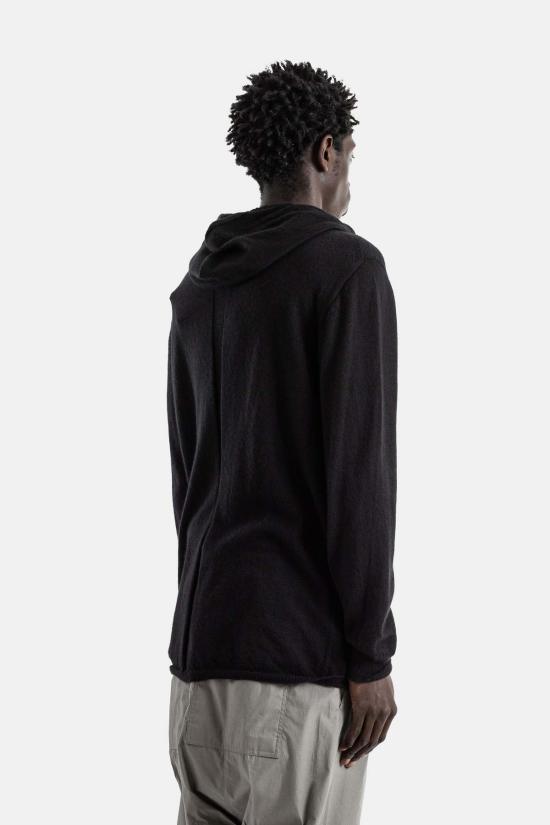  릭 오웬스 긴팔 티셔츠 오버사이즈 블랙 울 후드티 - RICK OWENS