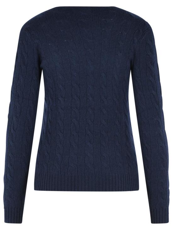 26FW 폴로 랄프로렌 포니 로고 자수 케이블 니트 v넥 스웨터 211971866003 Navy - POLO RALPH LAUREN