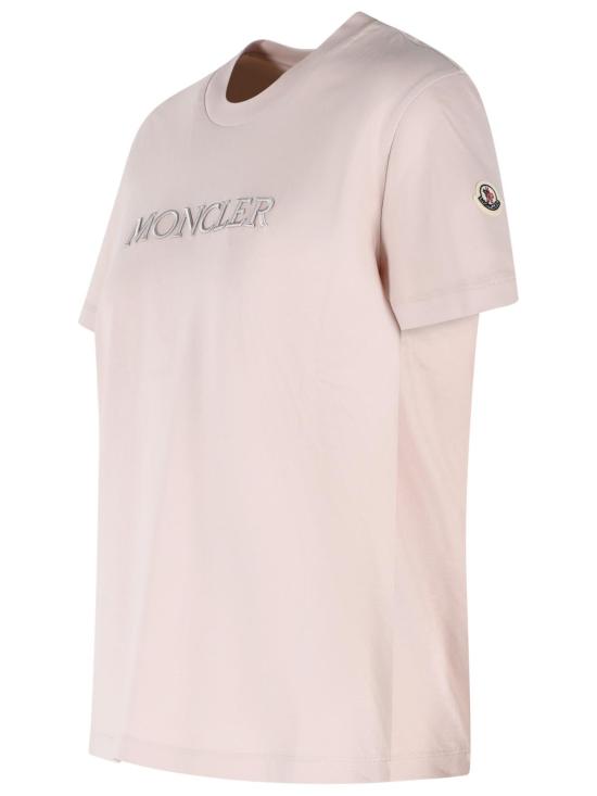 26FW 몽클레어 자수 토널 로고 코튼 티셔츠 093 8C000 21 89AUO50X Pink - MONCLER