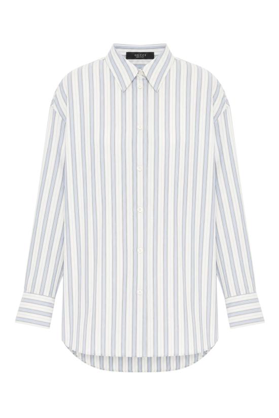 26FW 구찌 인터로킹 G 실크 자카드 셔츠 875536ZAU9G 4305 AZZURRO BIANCO