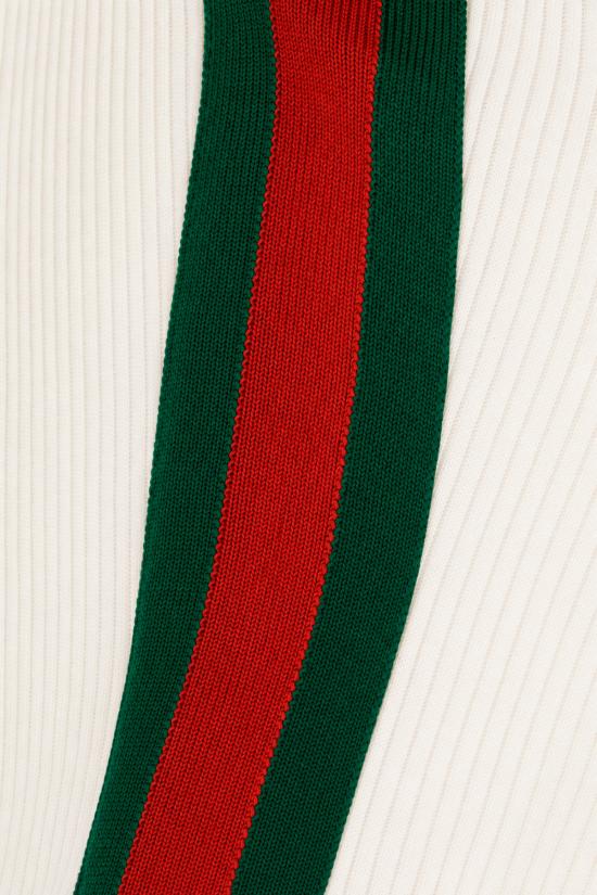 26FW 구찌 웹 리브 코튼 저지 폴로 셔츠 875665XJHYN 9000 Bianco - GUCCI
