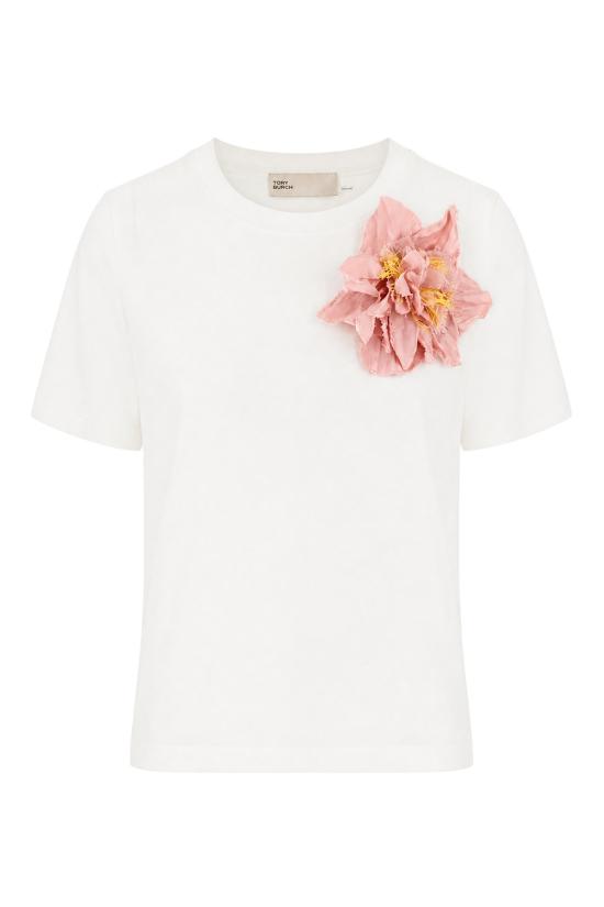 26FW 토리버치 반팔 티셔츠 184904 109 WHITE PINK