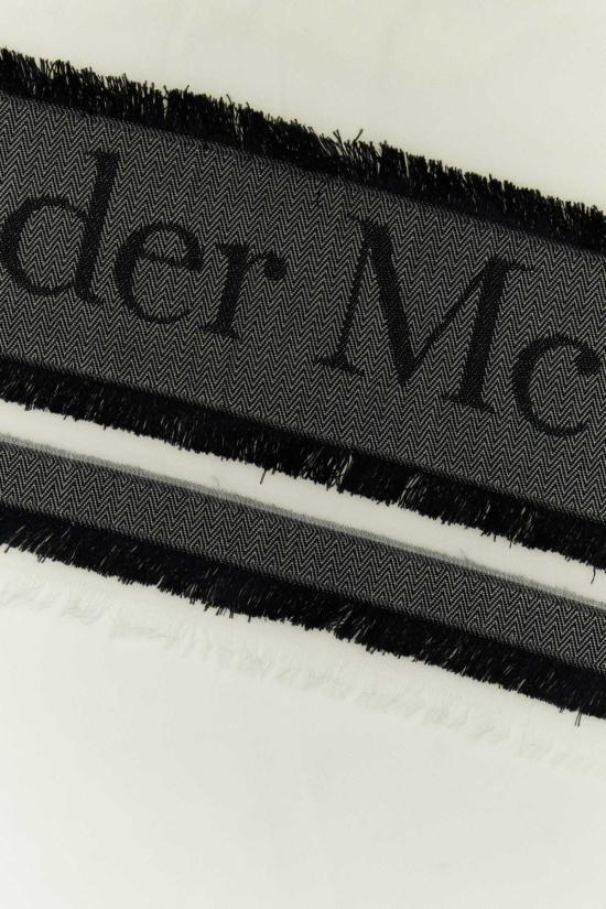  알렉산더 맥퀸 머플러/스카프 울 폴리에스터 실크 스카프 아이보리/블랙 - ALEXANDER MCQUEEN