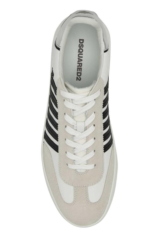  디스퀘어드2 스니커즈 Dsquared2 화이트 나파 가죽 복서  비앙코네로아르젠토 - DSQUARED2