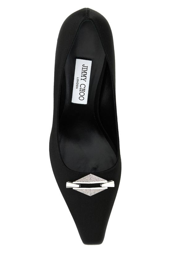  지미추 힐/펌프스 새틴 파베 다이아몬드 링크 하이힐 블랙크리스탈 - JIMMY CHOO