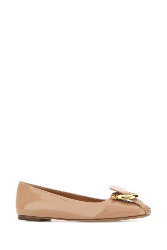  살바토레 페라가모 플랫 슈즈 페라가모 스킨 핑크 레더 옥사이드 발레리나 슈즈 - SALVATORE FERRAGAMO
