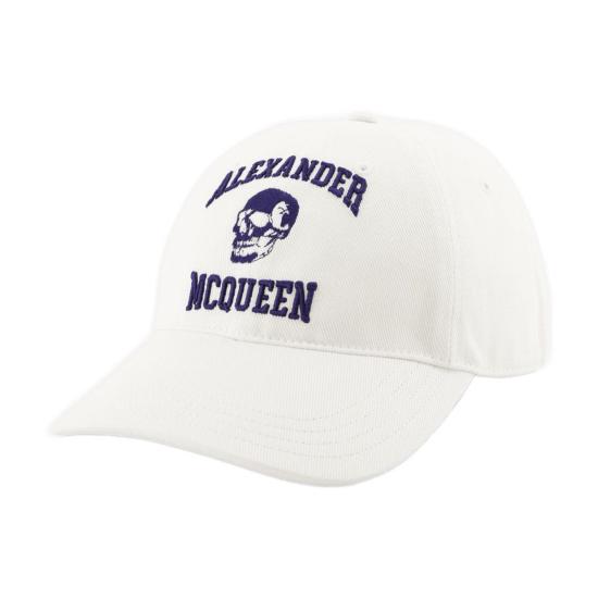  알렉산더 맥퀸 모자 바시티 스컬 로 캡 화이트 - ALEXANDER MCQUEEN