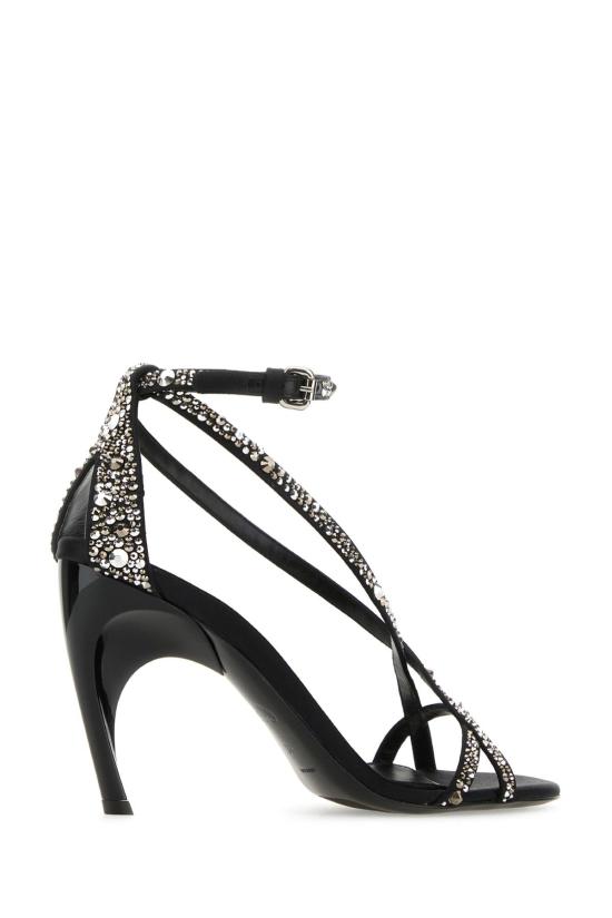  알렉산더 맥퀸 샌들 나일론/송아지 가죽  블랙 크리스탈 - ALEXANDER MCQUEEN