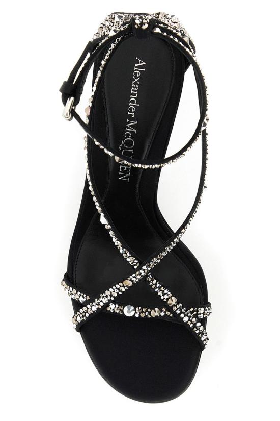  알렉산더 맥퀸 샌들 나일론/송아지 가죽  블랙 크리스탈 - ALEXANDER MCQUEEN