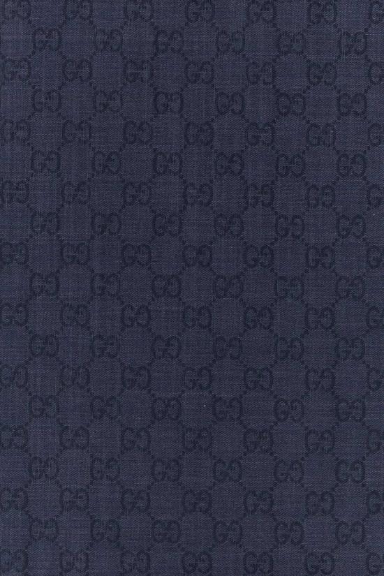  구찌 머플러/스카프 자수 울 블렌드 풀라드 네이비 블루 - GUCCI