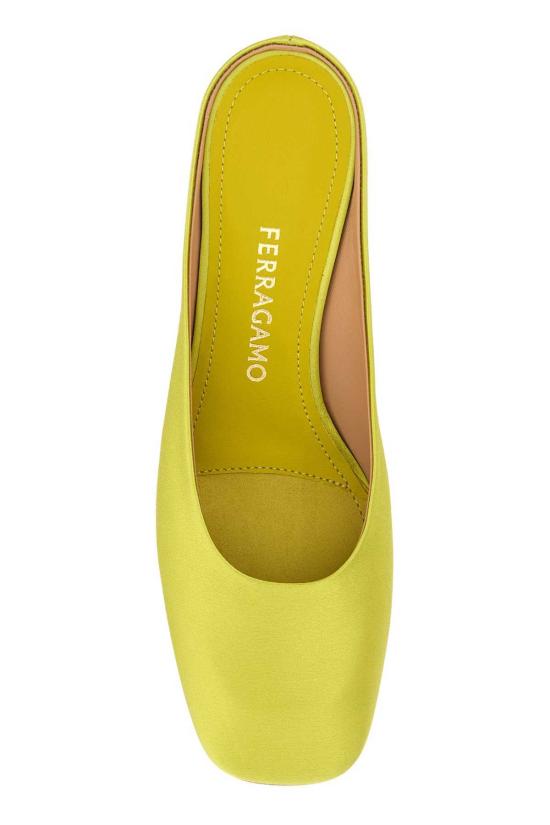  살바토레 페라가모 뮬/슬리퍼 페라가모 애시드 그린 새틴 사피 뮬 - SALVATORE FERRAGAMO