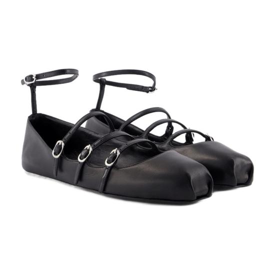  알렉산더 맥퀸 플랫 슈즈 케이지 발레리나  블랙 - ALEXANDER MCQUEEN