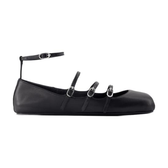  알렉산더 맥퀸 플랫 슈즈 케이지 발레리나  블랙 - ALEXANDER MCQUEEN