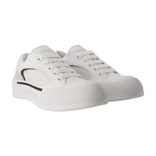  알렉산더 맥퀸 스니커즈 오버사이즈 가죽 송아지 가죽  화이트/블랙 - ALEXANDER MCQUEEN