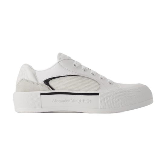  알렉산더 맥퀸 스니커즈 오버사이즈 가죽 송아지 가죽  화이트/블랙 - ALEXANDER MCQUEEN